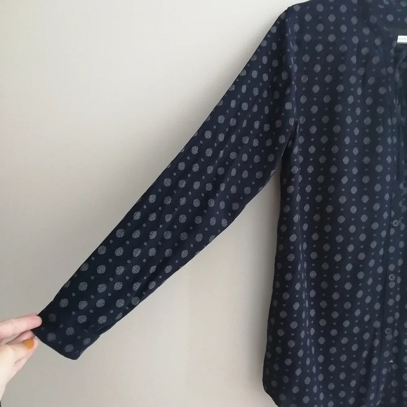 Rails Abby Rayon Button Up Blouse with Neck Tie Navy Floulard Print Small - Picture 7 of 16